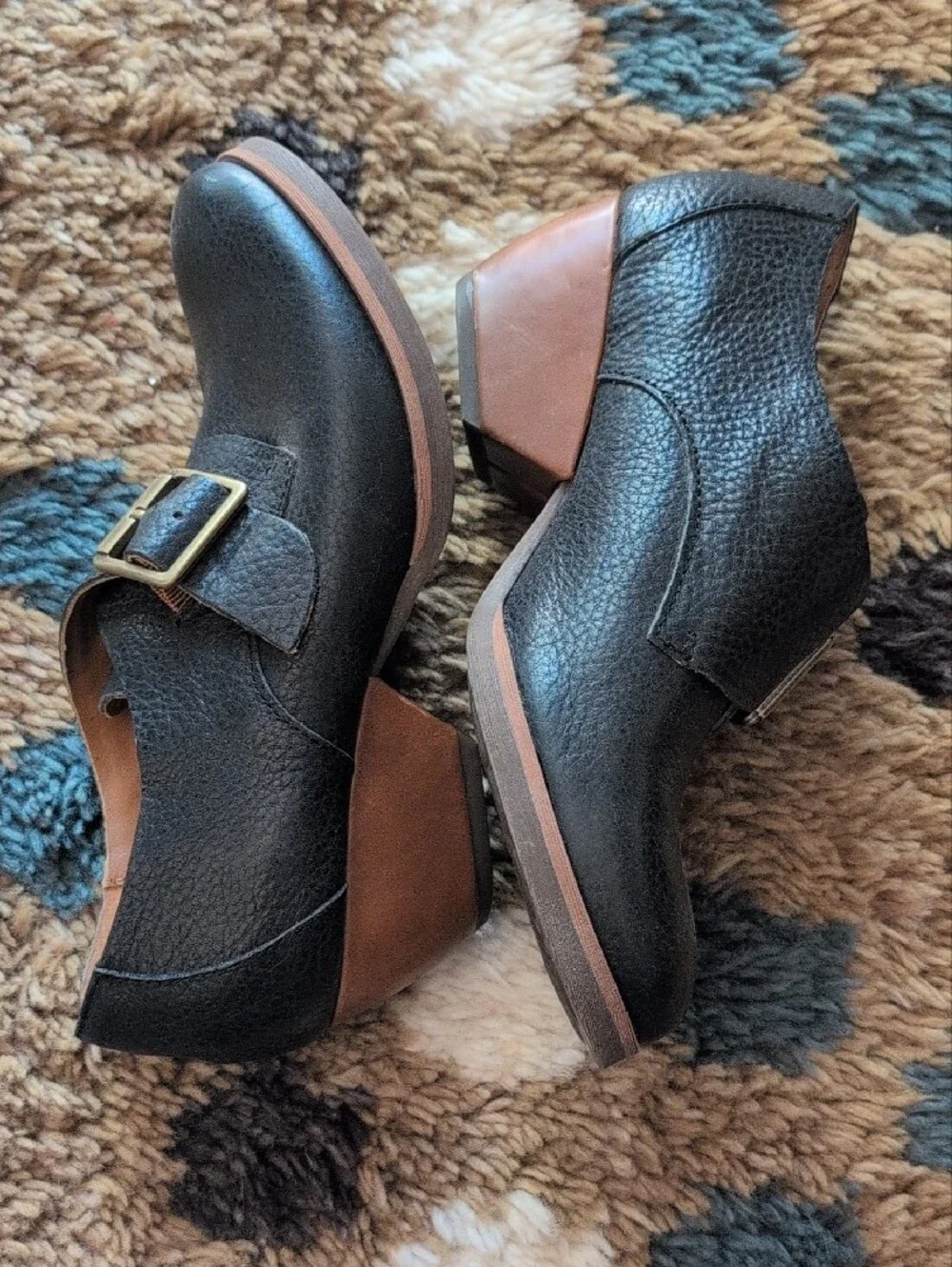 Kork-Ease Black Leather Buckle Heels